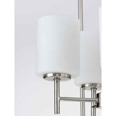 Brushed Nickel 4-Light Foyer Pendant with Etched Glass Shades