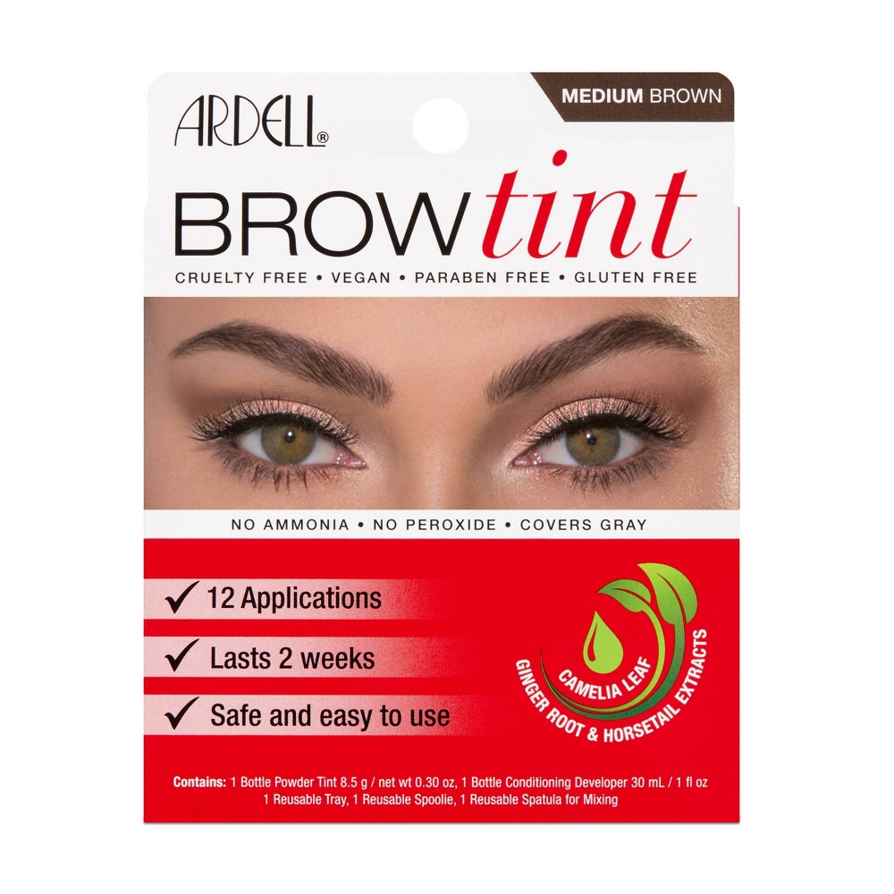Photos - Eye / Eyebrow Pencil Ardell Brow Tint Kit - Medium Brown: Paraben-Free, Vegan, Includes Spoolie Brush, Cream Form 