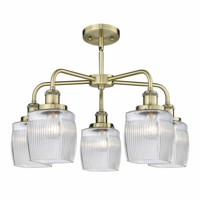 Colton - 5 Light Stem Hung Chandelier In Industrial Style-15 Inches Tall and 23.5 Inches Wide