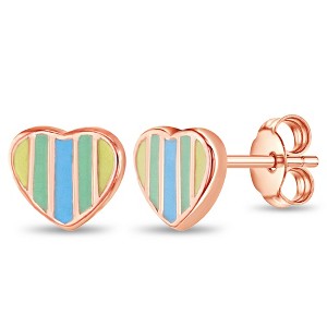 Girls' Rainbow Heart Standard Sterling Silver Earrings - In Season Jewelry - 1 of 4