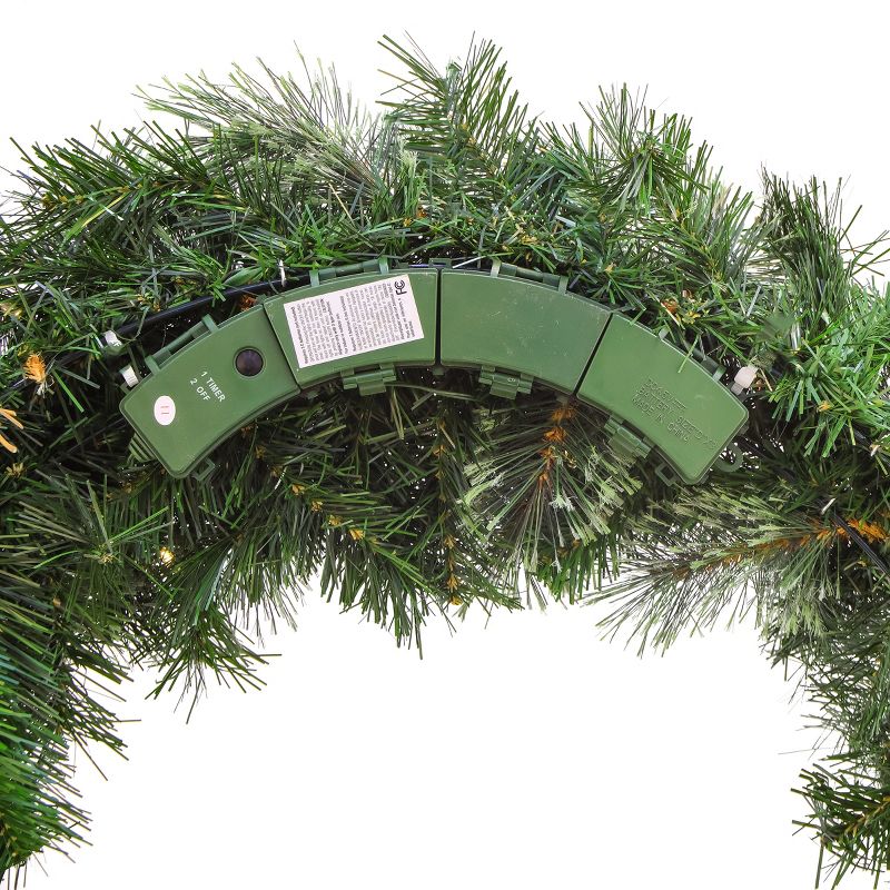36" Prelit Battery Operated LED Glistening Pine Artificial Wreath White Lights - National Tree Company, 4 of 6