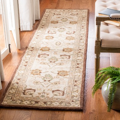 Hand-Tufted Ivory and Brown Wool Runner Rug, 2'3" x 10'