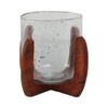 Mango Wood & Glass Pillar Candle Holder - Rustic Handcrafted Decorative Lantern for Home, Office & Living Room - 7" Brown - 4 of 4