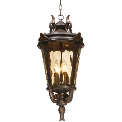 Bronze Finish Outdoor Pendant Light with Champagne Glass