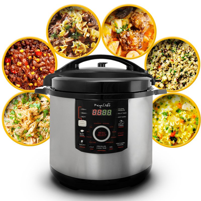 Megachef 12 Quart Steel Digital Pressure Cooker with 15 Presets and Glass Lid, 2 of 7