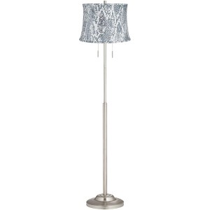 360 Lighting Modern Floor Lamp Thin 66" Tall Brushed Nickel Velvet Snake Drum Shade for Living Room Reading Bedroom Office - 1 of 2