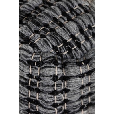 Handwoven Striped Gray Pouf Ottoman with Eco-Friendly Bead Fill