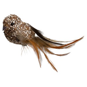 Northlight Sequin Left-Facing Bird Clip-on Christmas Ornament - 5.5" - Champagne Gold - 1 of 4
