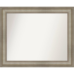 34" x 28" Non-Beveled Mezzanine Antique Silver Narrow Wood Wall Mirror - Amanti Art: Includes Mounting Hardware, Spot Clean - 1 of 4