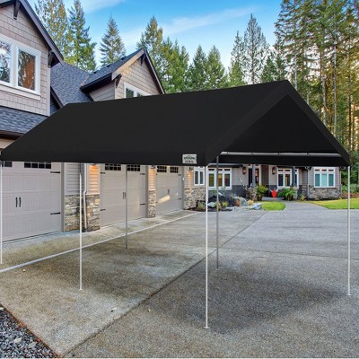 Black 10x20 Vinyl Peak Roof Carport Canopy with Sidewalls
