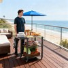 ORRD Outdoor Grill Cart with Foldable Side Table & 3-Tier Shelves, Stainless Steel Pizza Oven Stand, Mobile BBQ Prep Table with Hooks & Wheels - 2 of 4