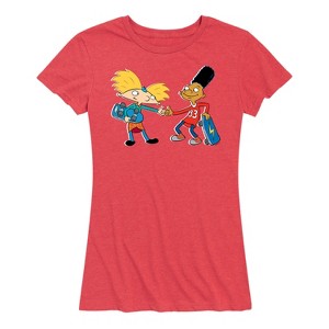 Women's - Hey Arnold! - Arnold and Gerald Skateboard Short Sleeve Graphic T-Shirt - 1 of 4