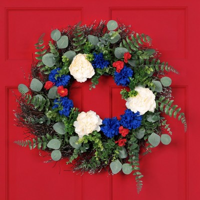Northlight Americana Mixed Foliage and Florals Wreath - Thumbnail 4