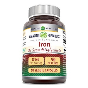 Amazing Formulas Iron as Iron Bisglycinate 25 Mg 90 Veggie Capsules - 1 of 1