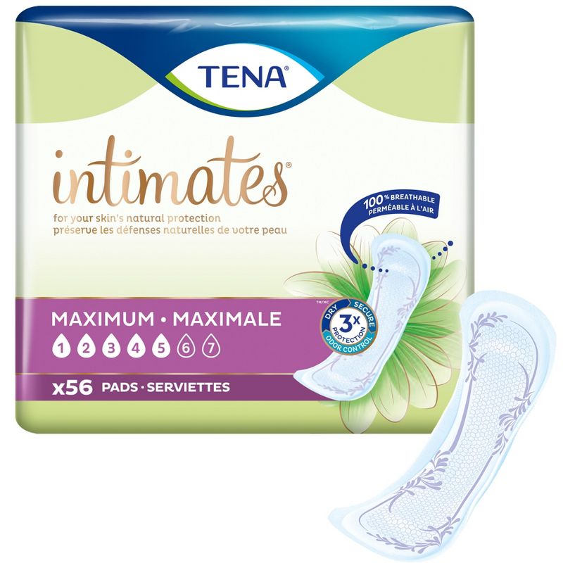 TENA Intimates Maximum Bladder Leakage Pad for Women, Heavy Absorbency, Regular Length, 168 count, 1 of 3