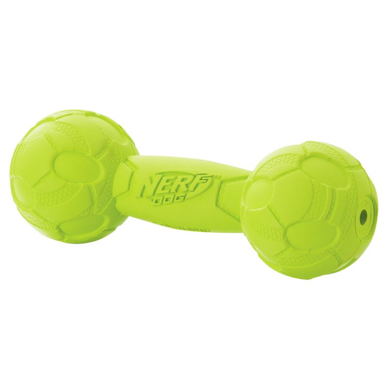 NERF Squeak Bash Barbell Pet Toy - Green - M - 7&#34;, 3 of 4