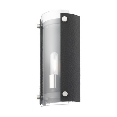 Barcelona Black & Brushed Nickel 1-Light Wall Sconce with Clear Glass