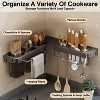 LunaLulinlk Kitchen Utensil Rack with Hooks, Wall Mounted Hanging Storage Wall Shelf for Spatula Spoon Cookware Cutlery Holder, Charcoal Gray - 3 of 4