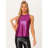 INSPIRE CHIC Women's Party Shiny Sleeveless Keyhole Back Club Metallic Tank Top - 3 of 4