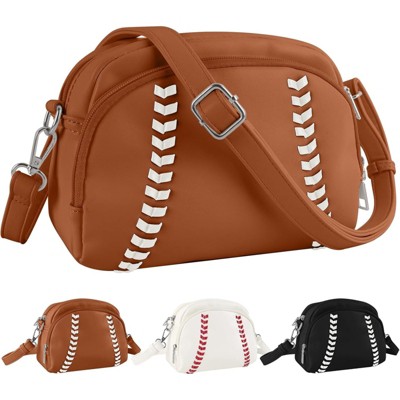 FATMOON Baseball Crossbody Purses for Women Mom Sport Small Baseball Shoulder Bag Vegan Leather Softball Handbags