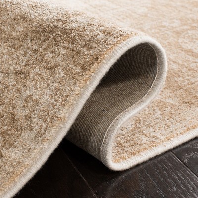 Beige Hand-knotted Reversible Viscose Area Rug