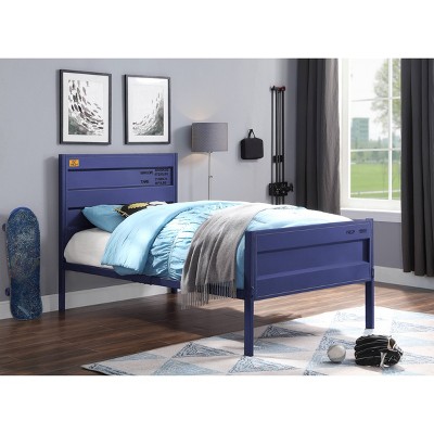 Mission-Inspired Blue Full Bed with Wood & Metal Frame