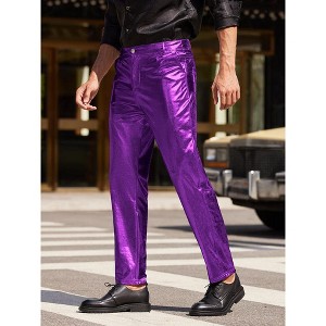 COOFANDY Men's Metallic Shiny Pants Night Club Pants 70s 80s 90s Disco Pant Party Dance Straight Leg - 1 of 4