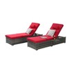 Okak 2-Piece Outdoor Wicker Chaise Lounge Set with Adjustable Back,All-Weather PE Rattan Lounger with Cushions for Backyard,Garden,Beach - 2 of 4