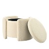 CAVINAS 24" Round Teddy Fleece Storage Ottoman with Lift-Top,Footrest with Storage Space,Round Ottoman with Storage for Living Room,Bedroom - 2 of 4