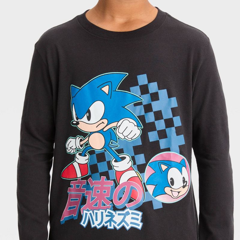 Boys&#39; Sonic the Hedgehog Long Sleeve Graphic T-Shirt - Black, 2 of 4
