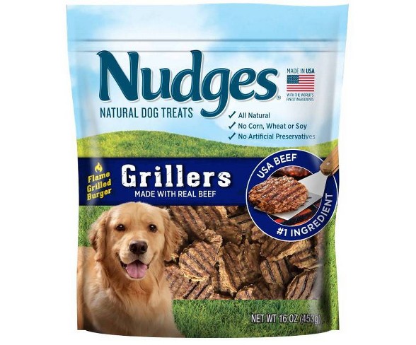 Nudges Grillers Beef Burger Dog Treats - 16oz
