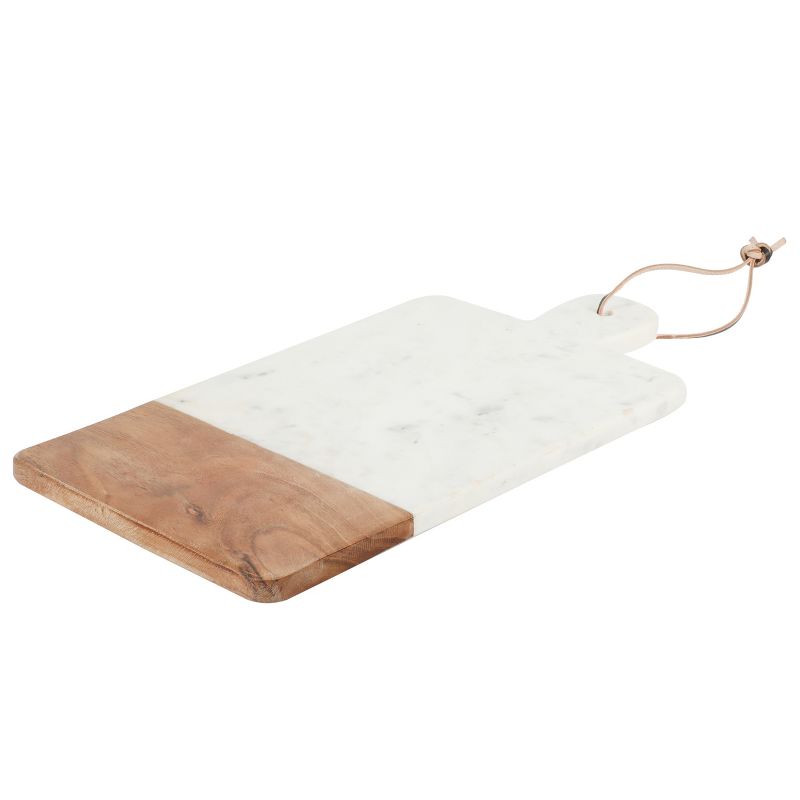 Gibson Laurie Gates Mix Material 16in x 8in Rectangular Cheese Board in White Marble and Wood, 1 of 8