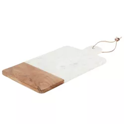 Gibson Laurie Gates Mix Material 16in x 8in Rectangular Cheese Board in White Marble and Wood