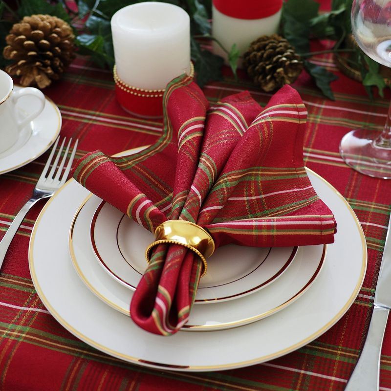Shimmering Plaid Holiday Tablecloth ~ Red/Green -  Elrene Home Fashions, 3 of 5