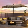 Tangkula 13 FT Patio Umbrella Double-Sided Market Umbrella with 36 Solar-Powered LED Lights Cross Base Included Beige/Grey/Navy/Red/Tan - 2 of 4