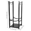 Sunnydaze Indoor/Outdoor Steel Fire Pit or Fireplace Firewood Log Rack Holder with Hooks - 32" - 3 of 4
