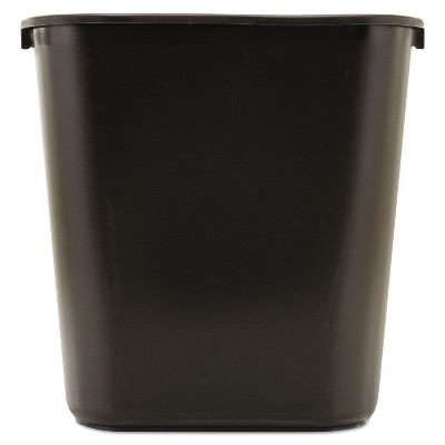 Rubbermaid Commercial Deskside Plastic Wastebasket Rectangular 7 gal Black 295600BK