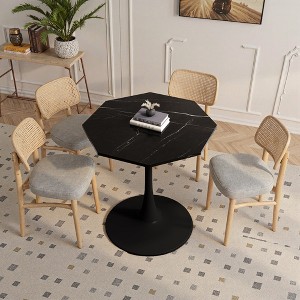 MAYEERTY Octagonal Metal Base Coffee Table with MDF Table Top for Dining Room Living Room Marble - 1 of 4