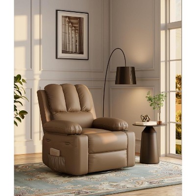 Oversized Recliner Chairs with Heat and Massage, 22"W Manual Chair Recliner with Cup Holder for Living Rooms, Bedrooms and Nurseries