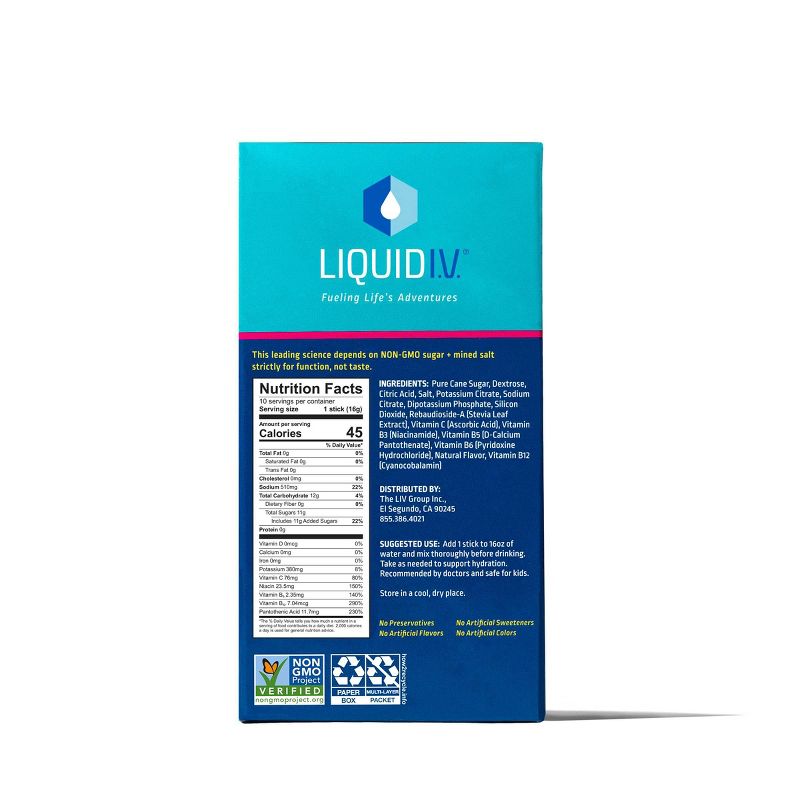 Liquid I.V. Hydration Multiplier Vegan Powder Electrolyte Supplements - Passion Fruit - 0.56oz each/10ct, 5 of 10