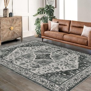 Fulvari Area Rugs Machine Washable Runner Rugs for Living Room Bedroom, Non Slip Indoor Boho Vintage Print Lightweight Pile Carpet - 1 of 4