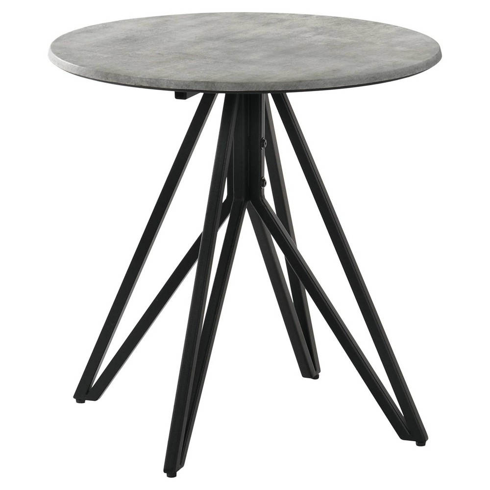 Photos - Dining Table Hadi Round End Table with Faux Cement Top Gray/Gunmetal - Coaster
