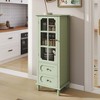 MOEPISY Minimalism Buffet Cabinet with Glass Doors and Double Drawer, Modern Wooden Storage Sideboard Cupboard (Mint Green) - 4 of 4