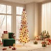 Clearance! 6FT White Pencil Christmas Tree, 250 LED Lights, 8 Modes, Slim Hinged Design, Space-Saving Decor - 2 of 4