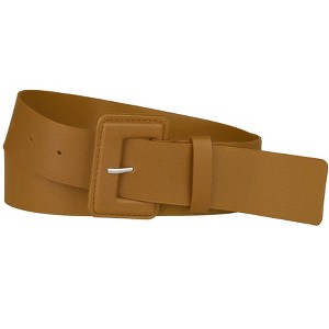 Allegra K Women's Plus Size Pure Adjustable Rectangle Buckle Wide Waist Belt for Dress 1 Pc - 1 of 4