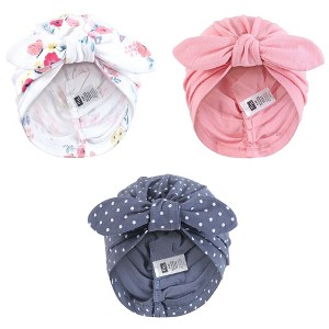 Hudson Baby Infant Girls Turban Cotton Headwraps, Butterfly Floral, 0-24 Months - 1 of 4