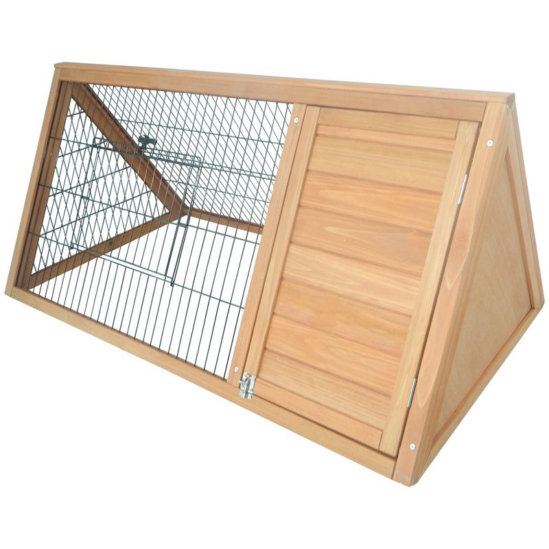 PawHut 46" x 24" Wooden A-Frame Outdoor Rabbit Cage Small Animal Hutch with Outside Run & Ventilating Wire, 5 of 8