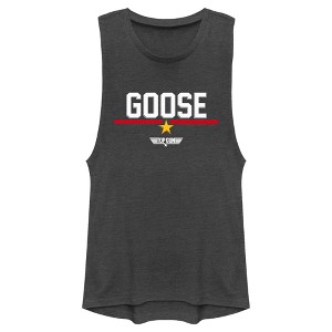 Juniors Womens Top Gun Nick "Goose" Bradshaw Logo Festival Muscle Tee - 1 of 4