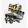 City Drifter Race Car With Flag And Clock Tower Adult Crew Neck Long Sleeve Tee - 2 of 2