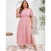 Plus Size Women's Tiered Ruffle Sleeve Maxi Dress with High Slit Elegant Long Flowy Party Dress - 3 of 4
